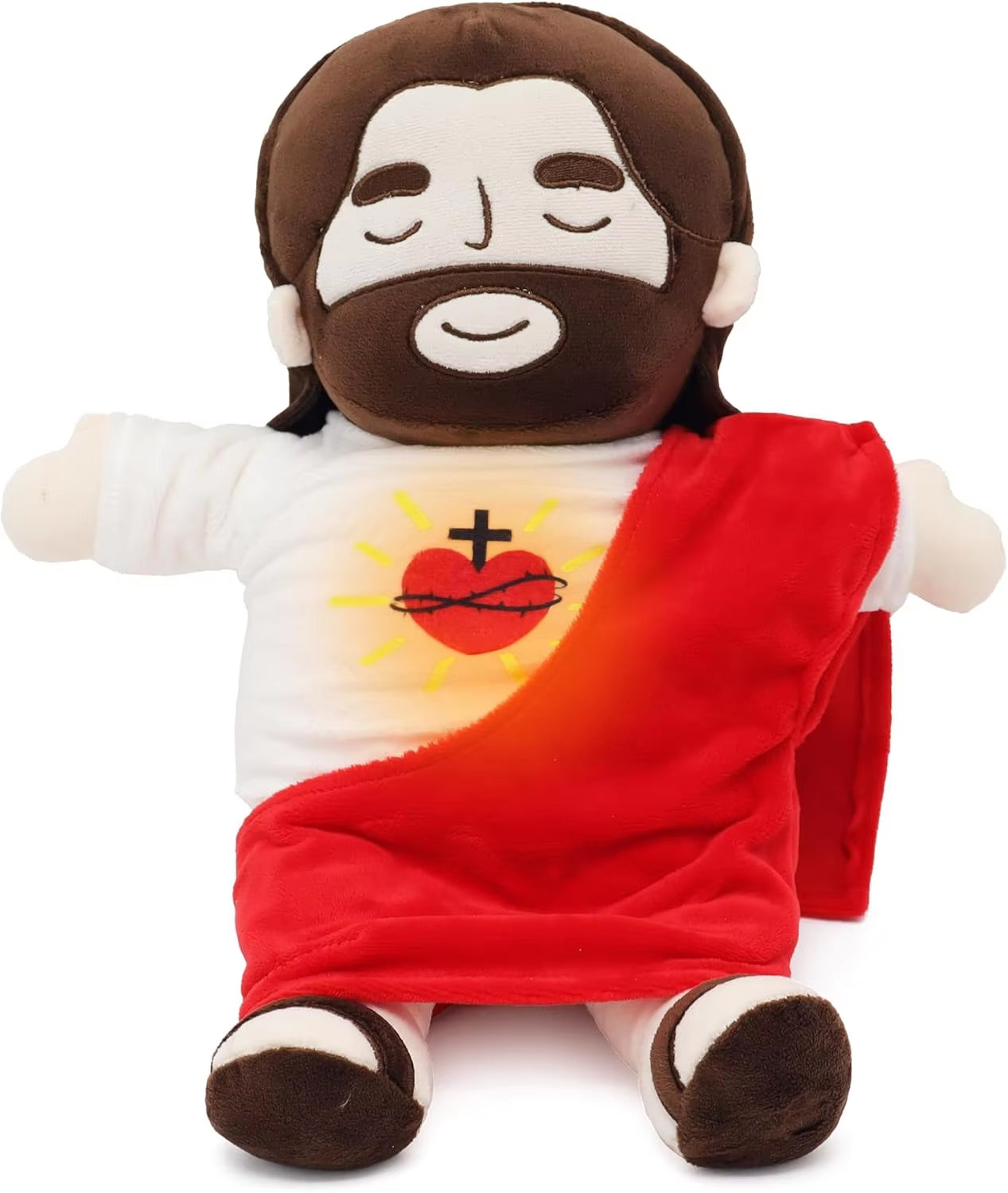 Jesus Plush Breathing Soothing Jesus Stuffed Animal Heart of Jesus Toy Savior Doll for Church