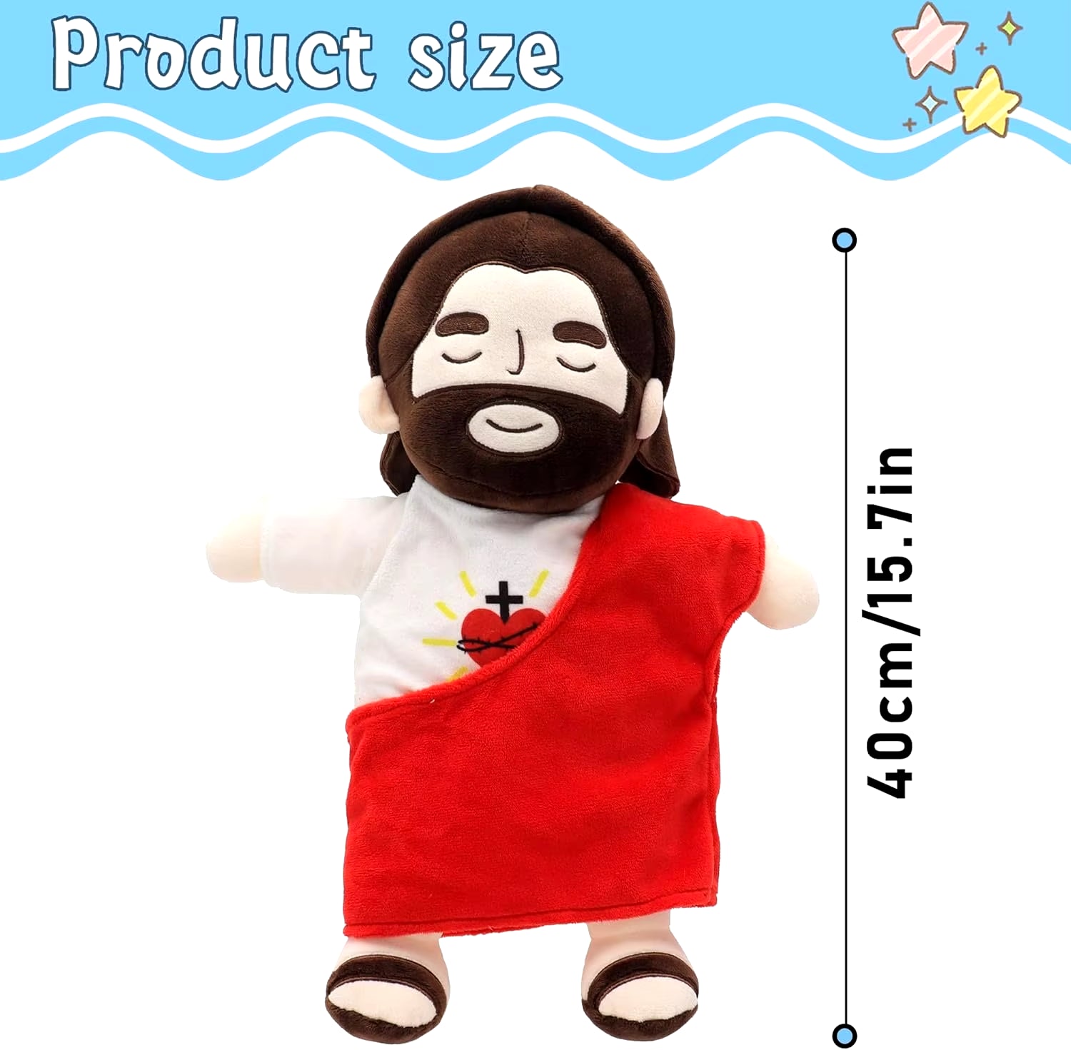 Jesus Plush Breathing Soothing Jesus Stuffed Animal Heart of Jesus Toy Savior Doll for Church